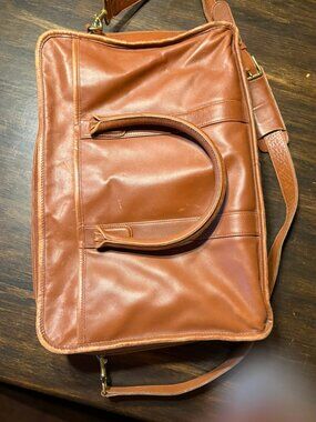 Vintage Coach Brown Glove-Tanned Leather Briefcase Messenger Bag
